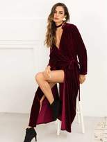 Thumbnail for your product : Shein High Split Velvet Wrap Dress