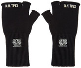Thumbnail for your product : N.Hoolywood Black Logo Fingerless Gloves