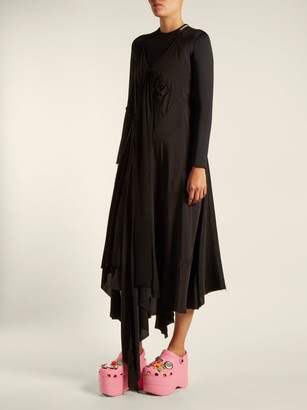 Balenciaga Draped Silk-crepe Slip Dress - Black