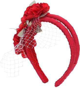 MonnaLisa Cotton Headband W/ Flowers & Veil