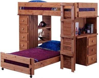 Harriet Bee Chaves Twin Over Solid Wood, L Shaped Bunk Beds Australia