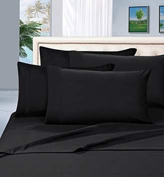 Elegant Comfort 1500 Thread Count Wrinkle & Fade Resistant Egyptian Quality Hypoallergenic Ultra Soft Luxurious 4-Piece Bed Sheet Set, Queen, Black