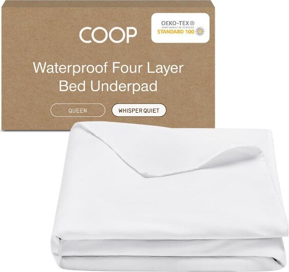 Coop Home Goods CoopHomeGoods60"x39.5"ReusableBedPadIncontinence-NonslipIncontinenceUnderpadswithTuck-InsforAdultsandPets-QueenWhite(1pack)