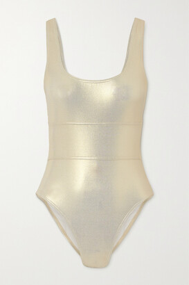 Wolf & Whistle x Emily Hughes Fuller Bust swimsuit in gold