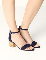 navy wide fit block heel sandals