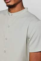 Thumbnail for your product : boohoo Short Sleeve Shirt With Grandad Collar