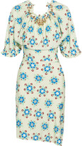 Thumbnail for your product : Paco Rabanne Bead-embellished gathered floral-print stretch-jersey dress