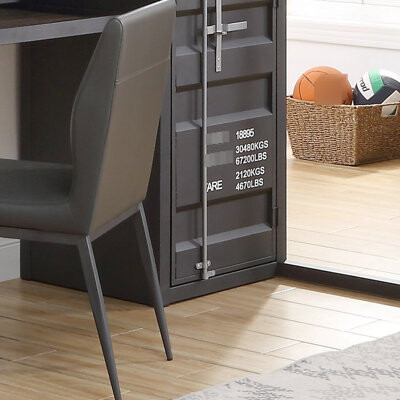 Corrigan Studio Grey Faux Leather Accent Chair With Strong Gunmetal Metal Legs Heavy-Duty Construction