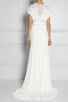 Thumbnail for your product : Temperley London Willow Floral-appliquéd Embellished Silk Gown - White