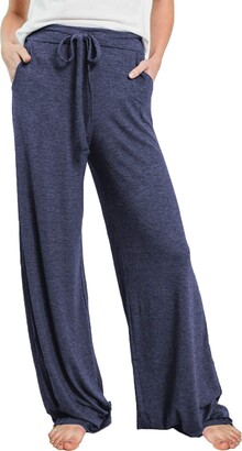DUSDIMON Womens Casual Pajama Pants Comfy Drawstring Wide Leg Bottoms with Pockets 