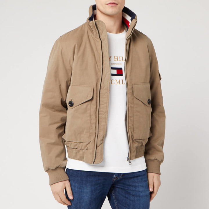tommy hilfiger men's heavy canvas down bomber jacket