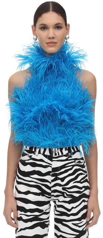 ATTICO High Neck Feather Top - ShopStyle