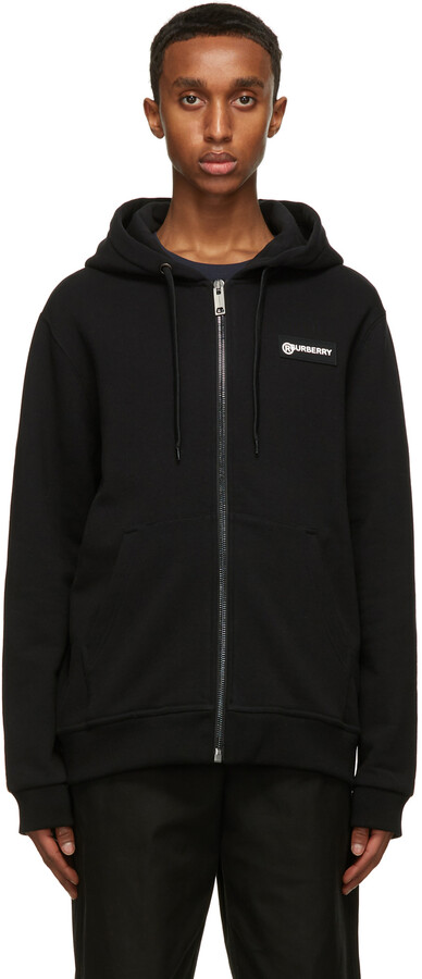 Burberry Black Asherby Zip-Up Hoodie - ShopStyle