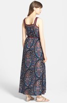 Thumbnail for your product : Lucky Brand Embroidered Paisley Print Jersey Maxi Dress