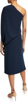 Thumbnail for your product : Halston Draped Asymmetric-Sleeve Midi Crepe Dress