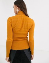 Thumbnail for your product : Morgan high neck ribbed jumper in mustard
