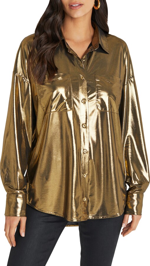 shiny gold shirt women
