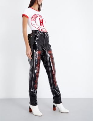Hood by Air Faux-patent high-rise straight jeans