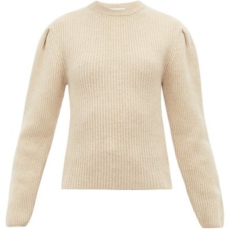 Lemaire Pleated-sleeve Ribbed Wool Sweater - Cream