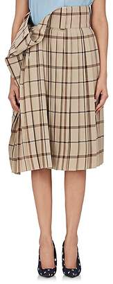 Balenciaga Women's Checked Draped-Waist Twill Skirt