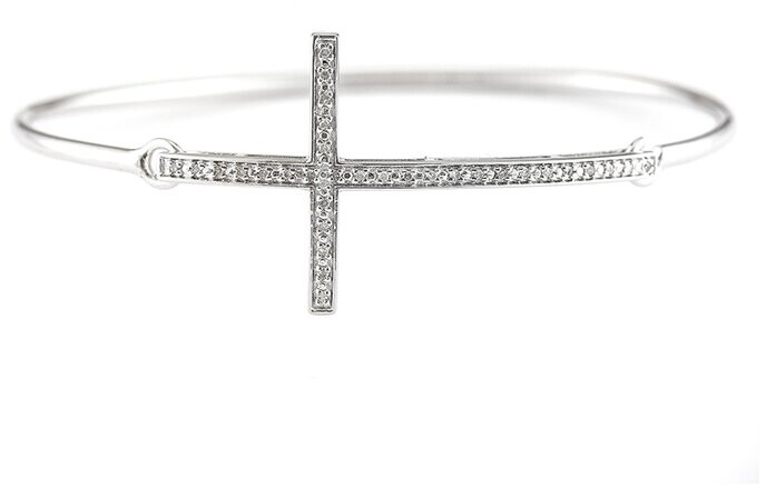 Diamond Select Cuts Silver Diamond Cross Bangle Bracelet - ShopStyle