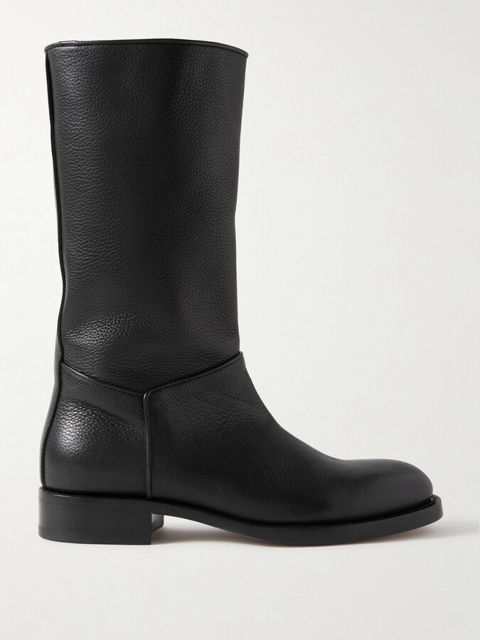 The Row Nobilis Textured-leather Boots - Black