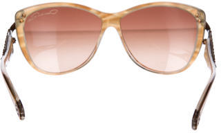 Oscar de la Renta Leaf-Embellished Gradient Sunglasses