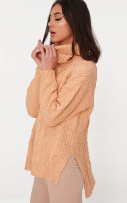 PrettyLittleThing Black Chunky Cable Knit Roll Neck Jumper