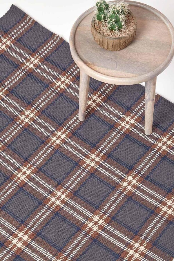 Homescapes Hamilton Handwoven Tartan 100 Cotton Rug ShopStyle
