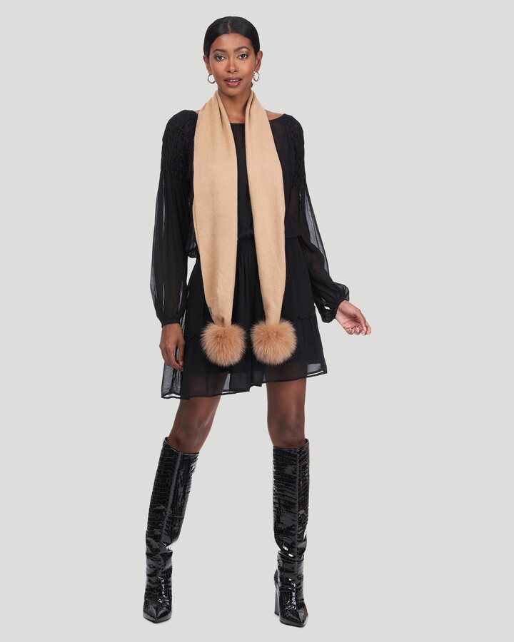 Gorski Wool Scarf with Fox Pompom