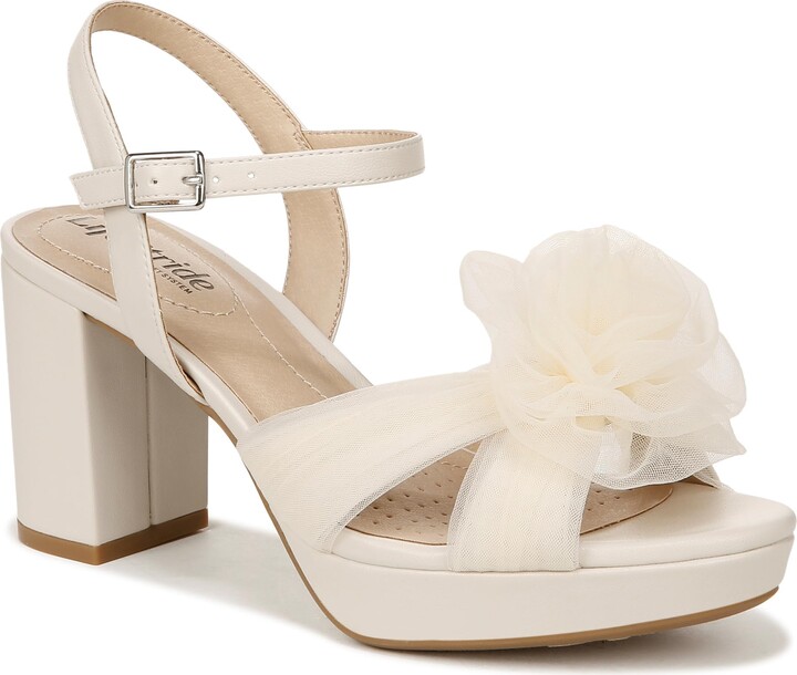 LifeStride Womens Last Dance 3 Heeled Dress Sandals Bone 6.5 M
