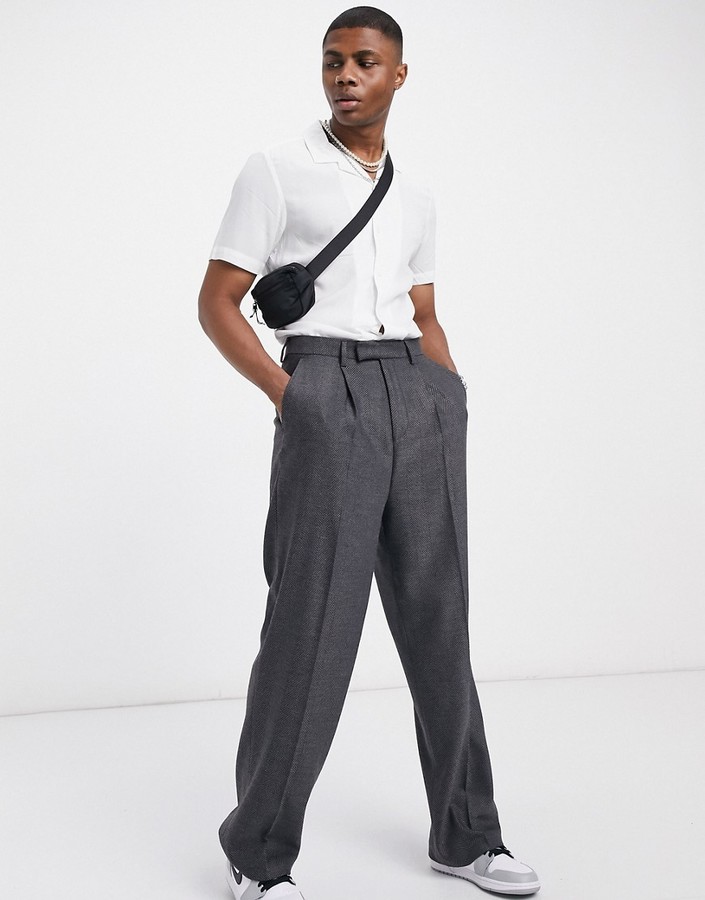mens high waisted wide leg trousers
