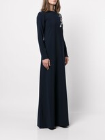 Thumbnail for your product : Marchesa Notte Floral-Embroidered Longsleeve Draped Dress