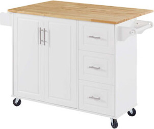 Red Barrel Studio Kitchen Island With Drop Leaf Countertop, Rolling ...