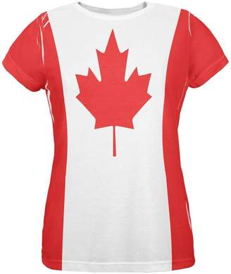 Old Glory Canadian Canada Flag All Over Womens T Shirt MD