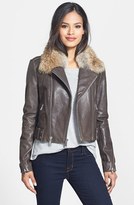 Thumbnail for your product : Andrew Marc New York 713 Andrew Marc 'Beth' Leather Moto Jacket with Genuine Coyote Fur