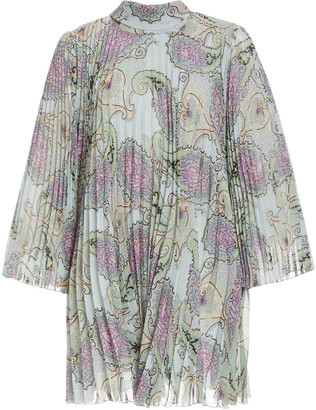 Etro Patterned PlissA-Georgette Mini Dress