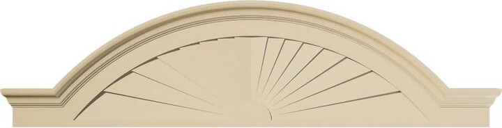 72 in. W x 19 in. H x 2-1/2 in. P Segment Arch W/Flankers Sunburst Signature Urethane Pediment, Primed Tan