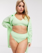 Thumbnail for your product : ASOS DESIGN curve natural oversized beach shirt in pastel spring green