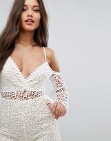 Thumbnail for your product : Lipsy Cold Shoulder Beach Romper In Lace