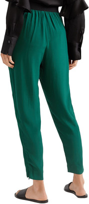 By Malene Birger Ietos Cropped Gathered Satin Tapered Pants