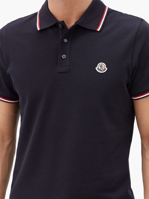 Moncler Logo-applique Cotton-pique Polo Shirt - Navy