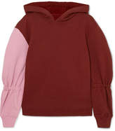 Tibi - Two-tone Cotton-jersey Hooded Sweatshirt - Red