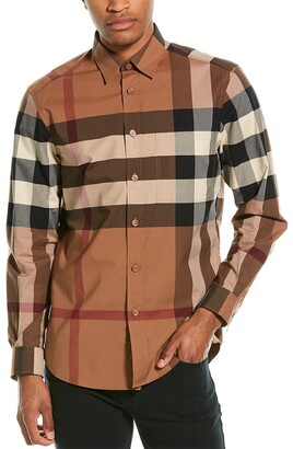 Burberry Check Stretch Poplin Woven Shirt - ShopStyle