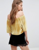Thumbnail for your product : Missguided Velvet Bardot Top Co-ord