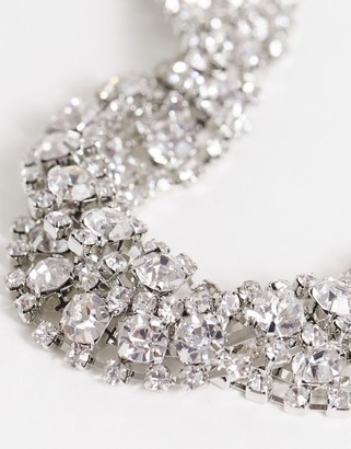 ASOS DESIGN necklace in twist crystal design in silver tone
