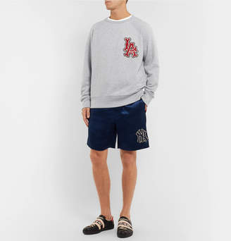 Gucci + Los Angeles Angels Appliqued Melange Loopback Cotton-jersey Sweatshirt - Gray