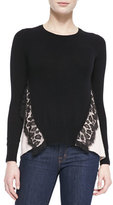 Thumbnail for your product : Autumn Cashmere Two-Tone Leopard-Lace Top