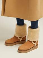 Thumbnail for your product : Ferragamo Bonne Shearling And Suede Boots - Womens - Tan