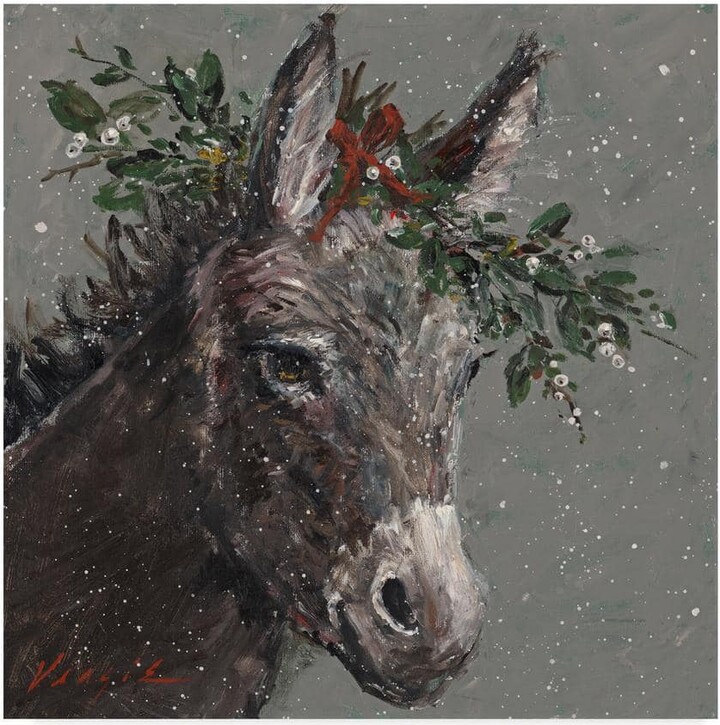 Mary Beth The Christmas Donkey by Mary Miller Veazie Animal Art Print 14 in. x 14 in.